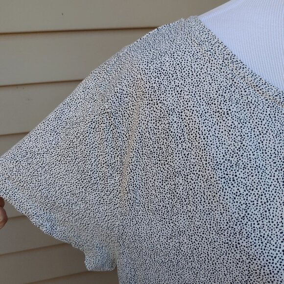 H&M Basic Tee Ivory Mini Polka-Dots 100% Cotton Short Sleeves T-Shirt - Picture 5 of 11